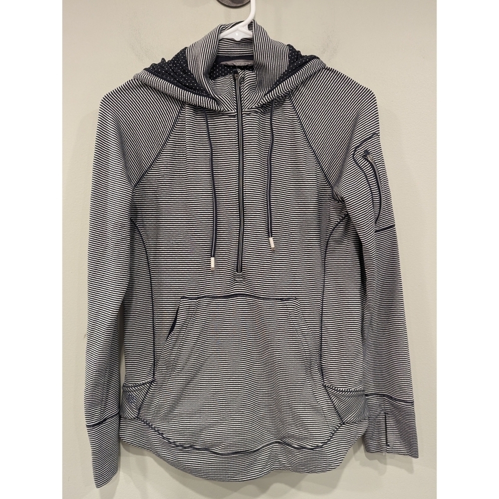 Athleta Heavenly Heights Black Striped Hoodie Size Small